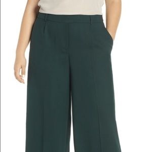 Eileen Fisher green crop culottes wide leg black